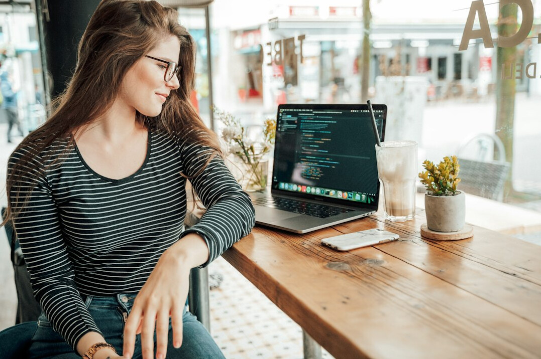 woman coding remotely